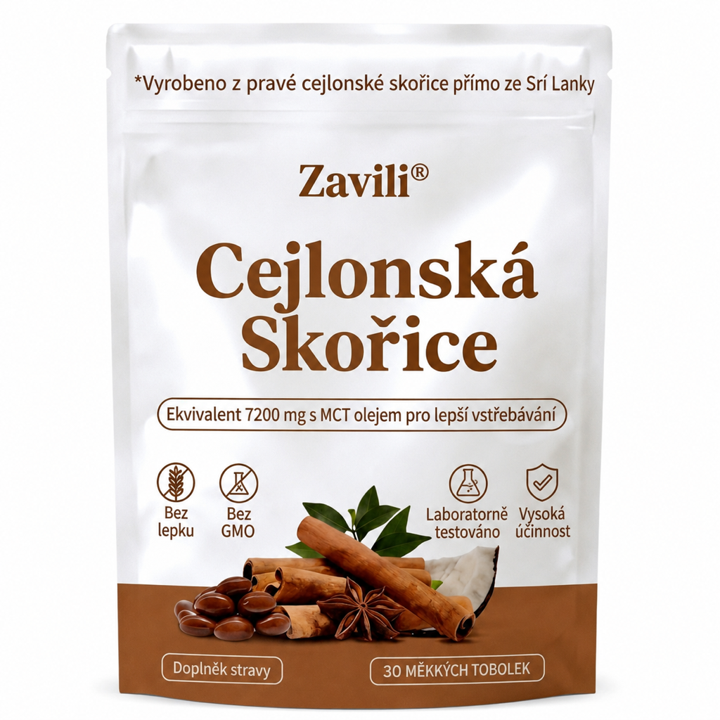 ZAVILI® Cejlonská skořice 12:1 s MCT olejem — 30 kapslí