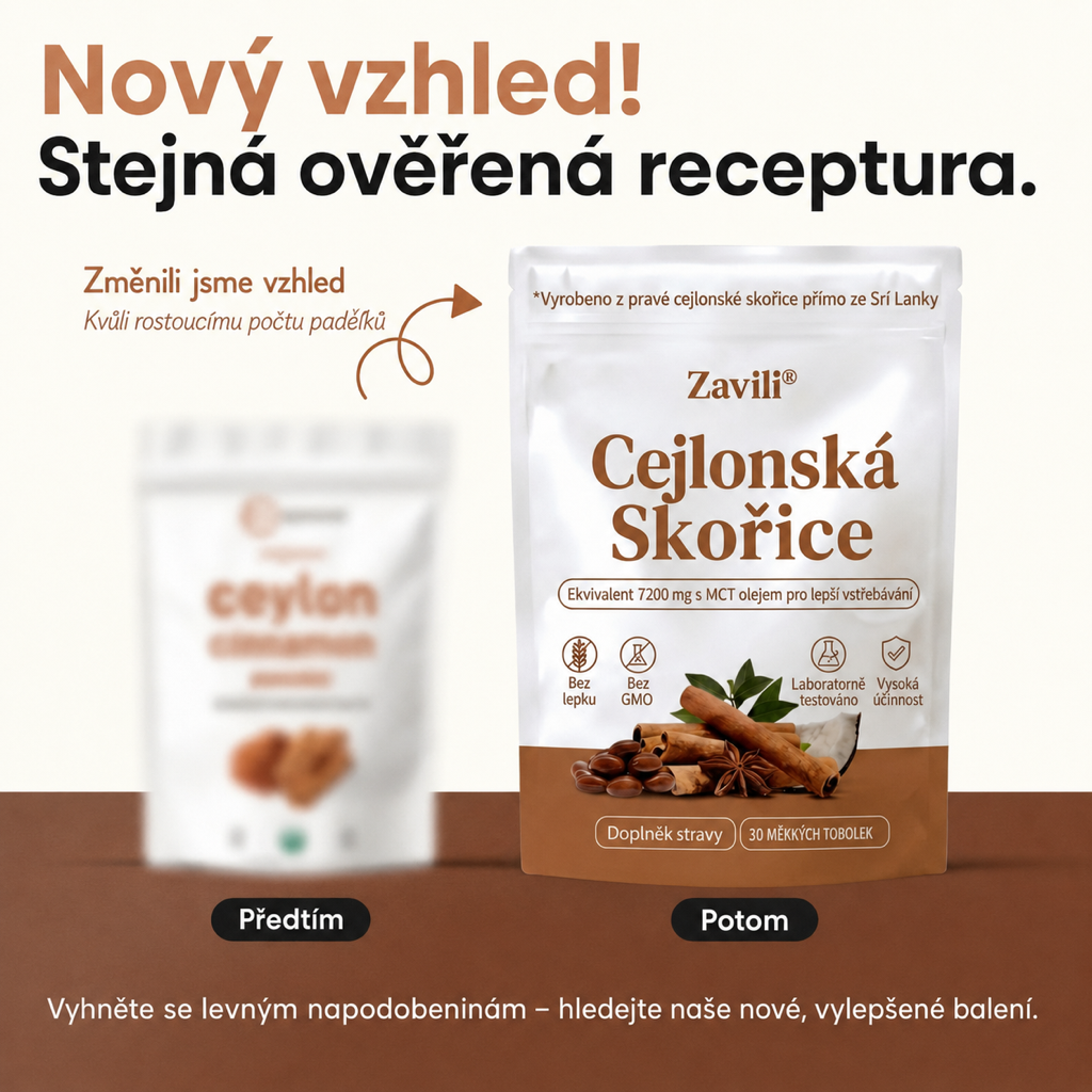 ZAVILI® Cejlonská skořice 12:1 s MCT olejem — 30 kapslí