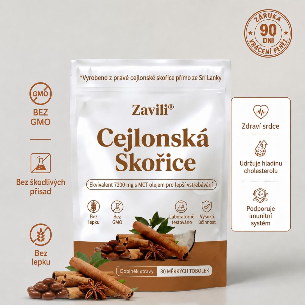 ZAVILI® Cejlonská skořice 12:1 s MCT olejem — 30 kapslí